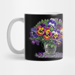 Pansy Floral Illustration Abstract Vintage Leaves Mug